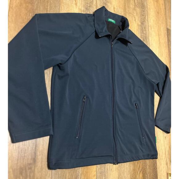 United Colors Benneton Track Jacket Mens L/XL Navy Full Zip Athleisure Pockets - Picture 2 of 8